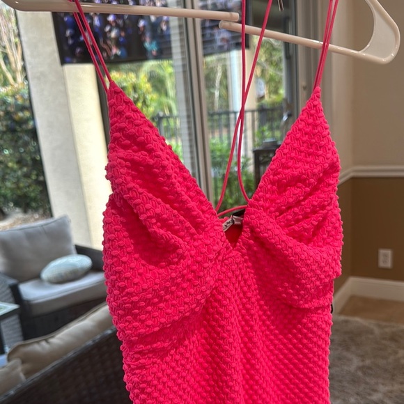 NWT Fashion Nova Hot Pink Miami Nights Textured Mini Dress - Picture 7 of 7